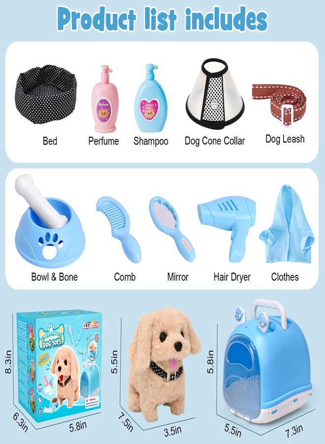 Cleboen 14pcs Robot Dog Toys for Kids Girls Boys 3-6, Realistic Electronic Interactive Plush Toy Dog with Walk & Bark, Pretend Play Puppy Pet Care Playset, 3 4 5 6 Year Old Girl Birthday Gift Ideas - Image 3